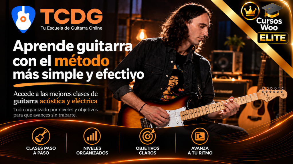 ACCEDE A LAS MEJORES CLASES DE GUITARRA ACÚSTICA Y ELÉCTRICA | TCDG